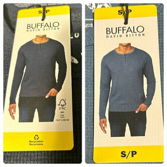 Buffalo David Britton Waffle Knit 2Pack Long Sleeve Sweater Button Top Siz Small - Picture 17 of 17